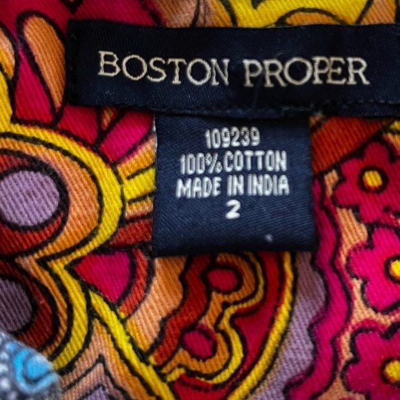 Boston Proper Bold Floral Printed Shirt Full Zip Jacket Size 2 - Picture 5 of 13